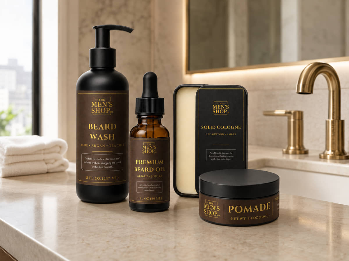 The Men’s Shop Co. grooming product lineup